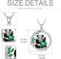 wholesale 925 Sterling Silver Green Crystal Panda Love Heart Pendant Necklace for Women-0-3