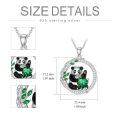 wholesale 925 Sterling Silver Panda Necklace With Green Gemstone-0-3