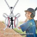 wholesale 925 Sterling Silver Baseball Bat and Ball Pendant Necklace Gift for Women-0-5