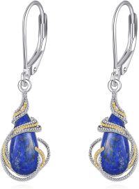 wholesale 925 Sterling Silver Lapis Lazuli Teardrop Dangle Leverback Earrings for Women and Girls-Lapis Lazuli