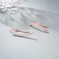 TOUPOP Sterling Silver Created Opal Ear Climbers Crawler Earrings-0-1