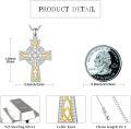 wholesale 925 Sterling Silver Celtic Cross Pendant with Cubic Zirconia and Gold Accents - Christian Religious Jewelry for Men & Women-0-3