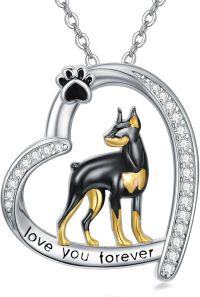 wholesale 925 Sterling Silver Black and Gold Doberman Pinscher Pendant Necklaces for Women Love You Forever Gifts-Doberman Dog