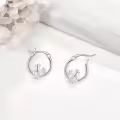 wholesale 925 Sterling Silver Gold Plated Hen Charm Hoop Earrings Wholesale for Women Girls Mothers Day Gift-0-8
