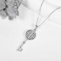 wholesale 925 Sterling Silver St. Benedict Key Pendant Necklace with Medal Charm for Men & Women-0-3