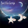 wholesale 925 Sterling Silver White Opal Crescent Moon & Star Stud Earrings Celestial s for Women Girls-0-6