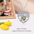 TOUPOP Sterling Silver Peridot Tree Of Life Pendant Necklace-0-3