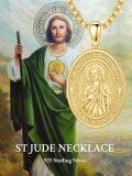 wholesale 925 Sterling Silver Saint Jude Thaddeus Medal Cross Pendant Necklace -0-4