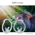 wholesale 925 Sterling Silver Cute Bunny Opal Hoop Earrings White Gold Plated-0-5