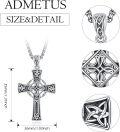 wholesale 925 Sterling Silver Celtic Cross Pendant on Rolo Chain - Irish Knot Protection Jewelry for Men (24+2) -0-1