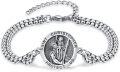 wholesale 925 Sterling Silver Saint Christopher Bracelet Religious Protection Jewelry Amulet Gift for Men Women with 7+2 inch -0-0