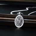 wholesale 925 Sterling Silver St Michael Angel Protect Us Oval Medal Necklace for Men & Women-0-3