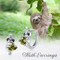wholesale 925 Sterling Silver Peridot Sloth Huggie Hoop Earrings for Women and Teenage Girls-0-3