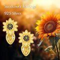 wholesale 925 Sterling Silver Sunflower Citrine Stud Earrings for Women-0-2