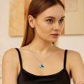 wholesale 925 Sterling Silver Turquoise Moon Cat Pendant Necklace for Women's -0-3