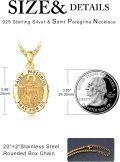 wholesale 925 Sterling Silver & 24k Gold Plated Saint Peregrine Medal Pendant Necklace for Men/Women-0-1