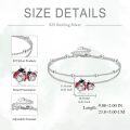 wholesale 925 Sterling Silver Red Enamel Ladybug Charm Bracelet for Women Girls  6-8inch-0-4