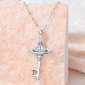 wholesale 925 Sterling Silver Key Pendant Necklace with Butterfly Skull Saturn Design for Women and Men-0-2