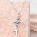 wholesale 925 Sterling Silver Key Pendant Necklace Wholesale With Orb And Bow-0-2