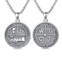 wholesale 925 Sterling Silver Skull Pendant Necklace  Stoic Virtues Amor Fati Nature Jewelry for Men Women Gifts 36 Chain-Silver_0