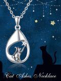 wholesale 925 Sterling Silver Cat Moon Star Teardrop Cremation Jewelry Keepsake Pendant Necklace with Funnel Kit-0-5