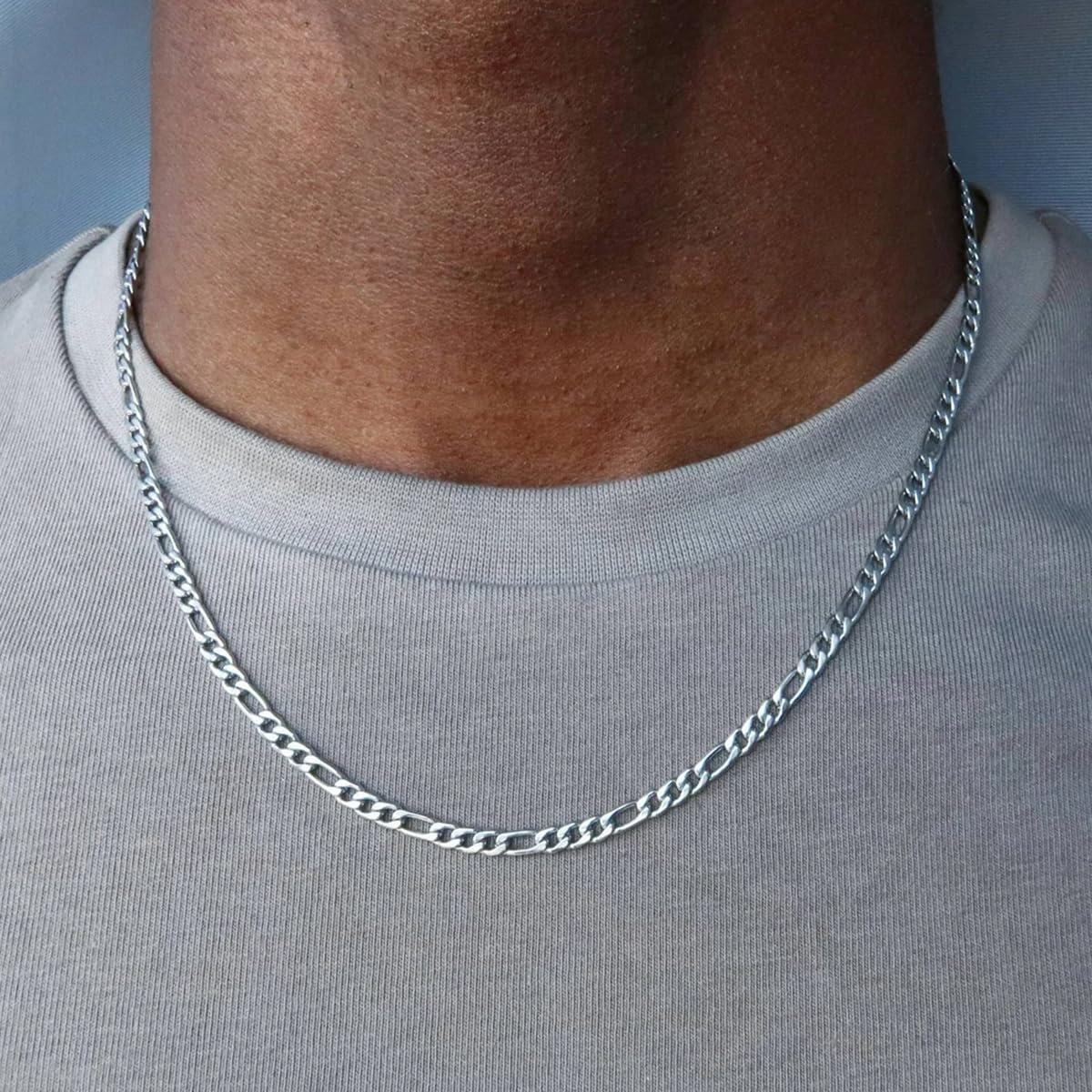 Sterling Silver Diamond Cut Figaro Chain Necklace 2 5mm Unisex 16 30 (Gift)-0-3