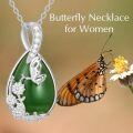 wholesale 925 Sterling Silver Pendant w/Green Jade & CZs - Floral Design Necklaces Gift Ideas for Her-0-2