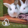 wholesale 925 Sterling Silver Heart Necklace with Bunny and Cub Pendant Gift for Women-0-1