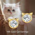wholesale 14K Gold Cat Ear Studs with Cubic Zirconia - Fashionable s for Her-0-2