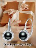 wholesale 9mm Freshwater Cultured Tahitian Black Pearl Earrings For Women French Stud Earrings Anniversary Jewelry Christmas Valentine Mothers Day Birthday Gifts For Women Her Wife Mom -0-5