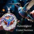 wholesale 925 Sterling Silver Blue Hummingbird Flower Pendant Necklace with Rainbow Crystals and Gold Accents-0-2