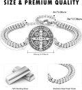 wholesale 925 Sterling Silver  St Benedict Cross Charm Bracelet with 9+3 Link Chain-0-2