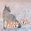 wholesale 925 Sterling Silver Fox Teacup Dangle Earrings for Women Girls Gifts Jewelry Accessories-0-5