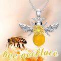 wholesale 925 Sterling Silver CZ Gold Plated Honeycomb Bee Pendant Necklace s for Women Girls Wife-0-11