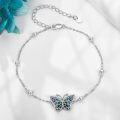 wholesale 925 Sterling Silver Blue Abalone Shell Butterfly Adjustable Chain Bracelet-0-3