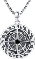 wholesale 925 Sterling Silver Compass Pendant Travel Necklace  for Women and Men -0-0