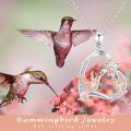 wholesale 925 Sterling Silver Hummingbird & Flower Pendant Necklaces for Women Girls  45cm Chain Length-0-5