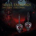 wholesale 925 Sterling Silver Heart-Shaped Red Stone Drop Earrings Gothic Style s for Women-0-5