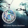 wholesale 925 Sterling Silver Round Abalone Shell Pendant with Flying Birds and Evil Eye Design for Women's Necklaces-0-2