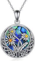 wholesale Sterling Silver Abalone Shell Celtic Knot Birth Flower Necklace for Women-0-5