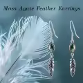 TOUPOP 925 Sterling Silver Stone Western Boho Feather Drop Dangle Earrings-0-2