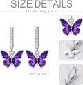 wholesale 925 Sterling Silver Purple Enamel Butterfly Drop Huggie Hoop Earrings for Women - 6 Designs-0-4