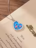 TOUPOP Stainless Steel Turquoise Flamingo Heart Necklace Christmas Gift-0-4