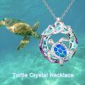 wholesale 925 Sterling Silver Blue Opal Sea Turtle Pendant Necklace for Women-0-2
