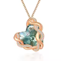 wholesale 925 Sterling Silver Infinity Heart Birthstone Crystal Necklace-03-Mar-Aquamarine Blue
