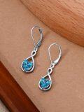 wholesale 925 Sterling Silver Birthstone Infinity Heart Dangle Drop Leverback Earrings for Women-0-4