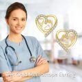 wholesale 14K Gold CZ Heart-Shaped Stethoscope Leverback Studs for Women's-0-1