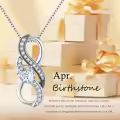 wholesale  925 Sterling Silver & White Gold Plated Heart Birthstone Necklace Wholesale with Infinity Symbol for Women - Hypoallergenic, Adjustable Chain, Meaningful Gift for Her-0-4