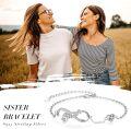 wholesale 925 Sterling Silver Birthstone Sister Infinity Bracelet with Heart-0-1