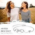 wholesale 925 Sterling Silver Birthstone Sister Infinity Bracelet with Heart-0-1